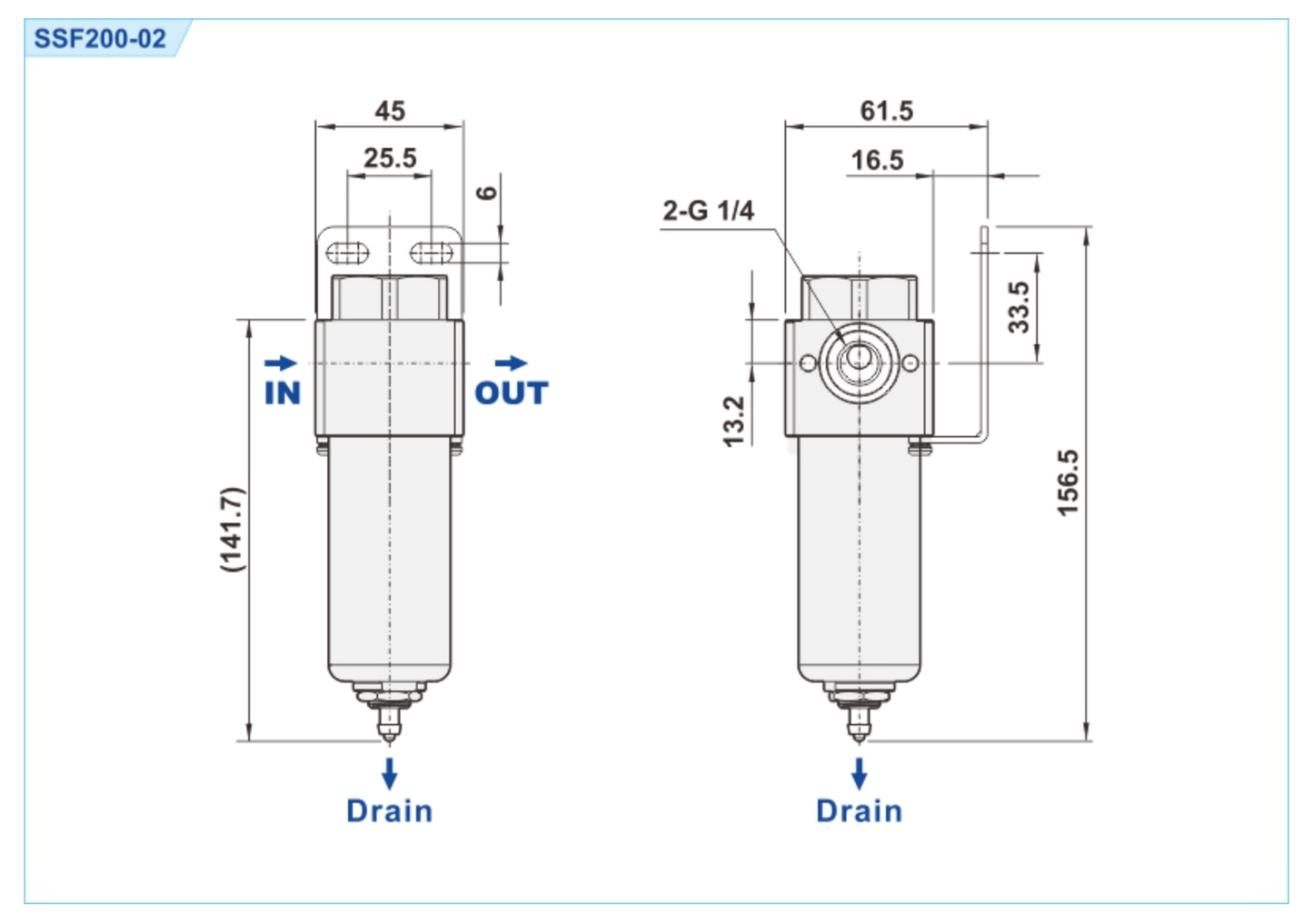 1/4" SSF200 STAINLESS STEEL SUS316 MINIATURE FILTER by SHAKO