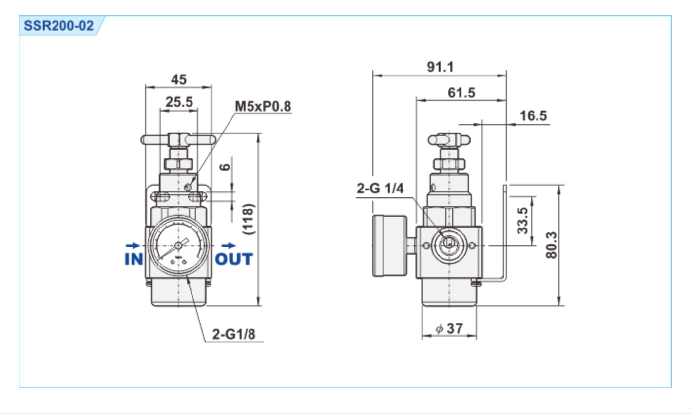 1/4" SSR200 STAINLESS STEEL MINIATURE REGULATOR by SHAKO