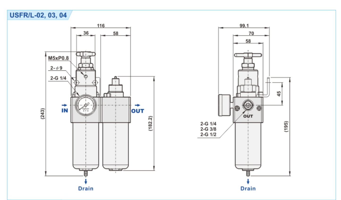 1/2" USFR/L-04 Stainless Steel F.R.L Combination by SHAKO