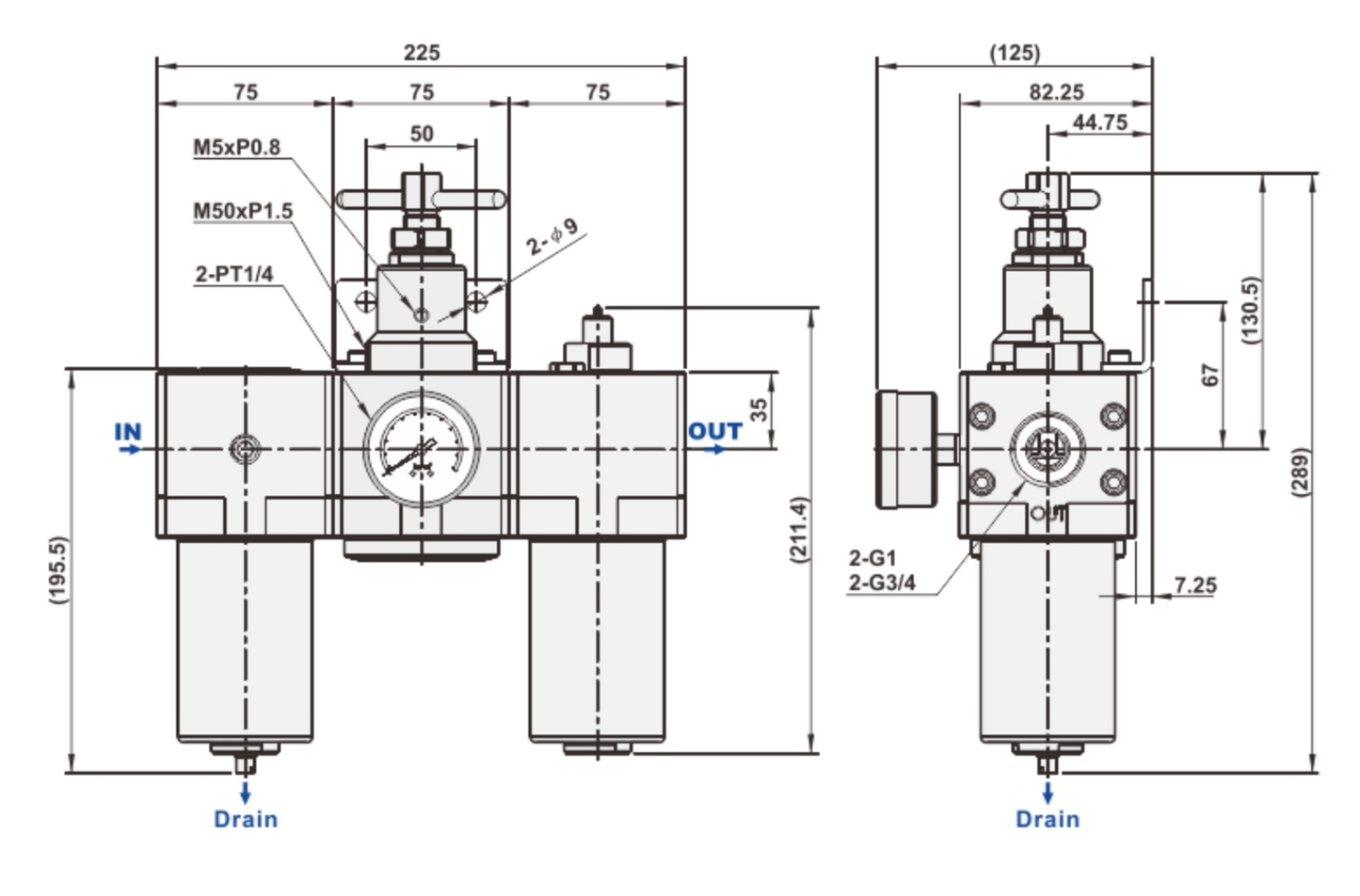 1" USFRL-08 STAINLESS STEEL SUS316 F.R.L COMBINATION by SHAKO