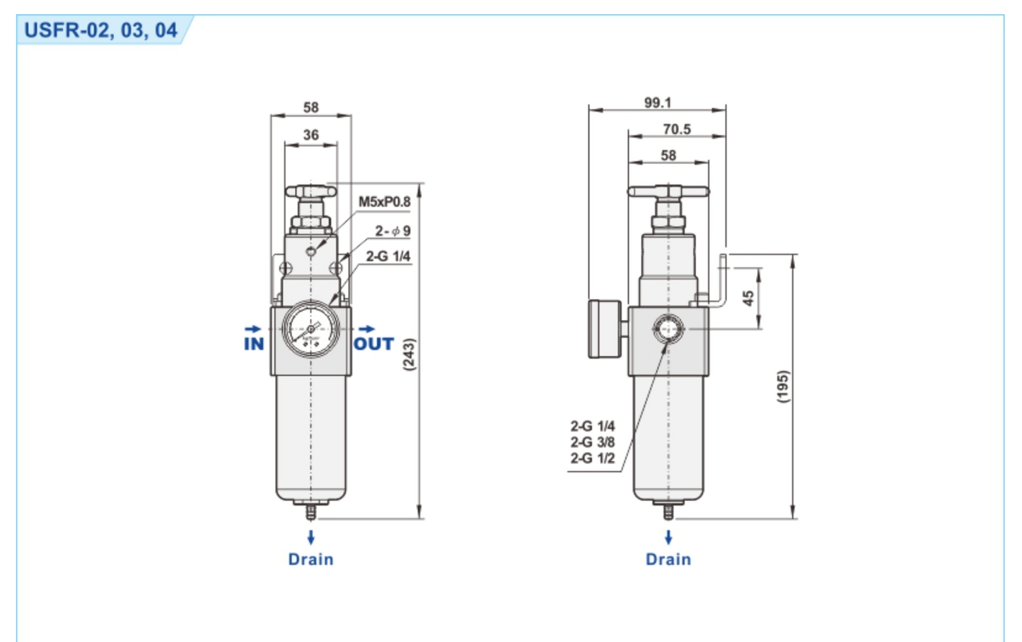 1" USFR-08 STAINLESS STEEL SUS316 FILTER REGULATOR by SHAKO